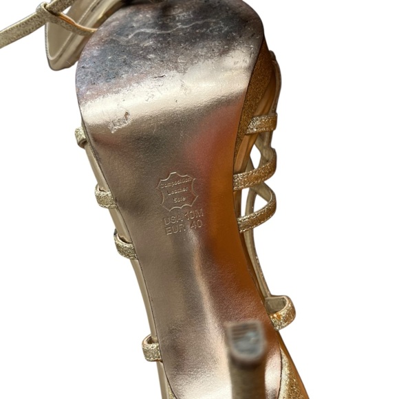 Nina New York Gold Glitter Strappy Heels – Size 10, 4.5” Stiletto Slingbacks - Picture 6 of 10